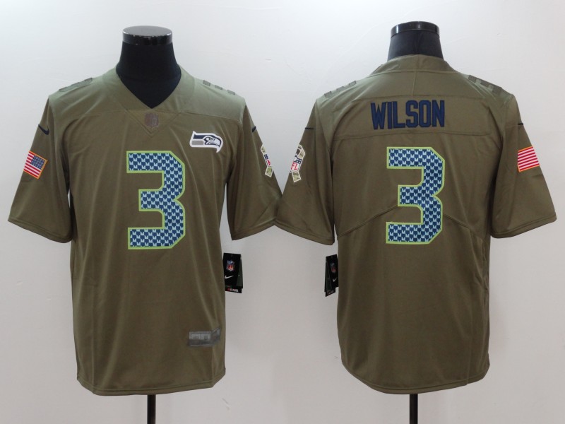 Men Seattle Seahawks #3 Wilson Nike Olive Salute To Service Limited NFL Jerseys->seattle seahawks->NFL Jersey